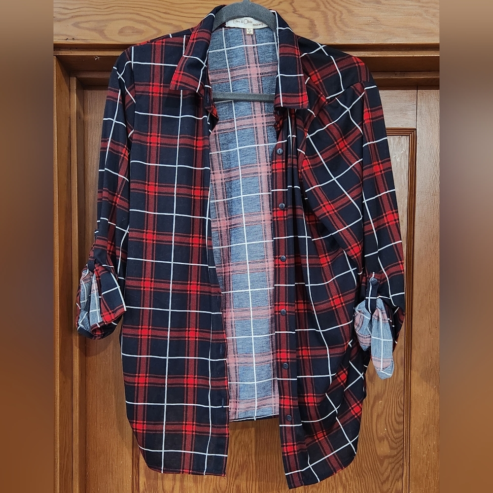 Plaid stretchy shirt